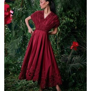 BNWT Chandrima Handmade Wine Burgundy Midi Dress Medium